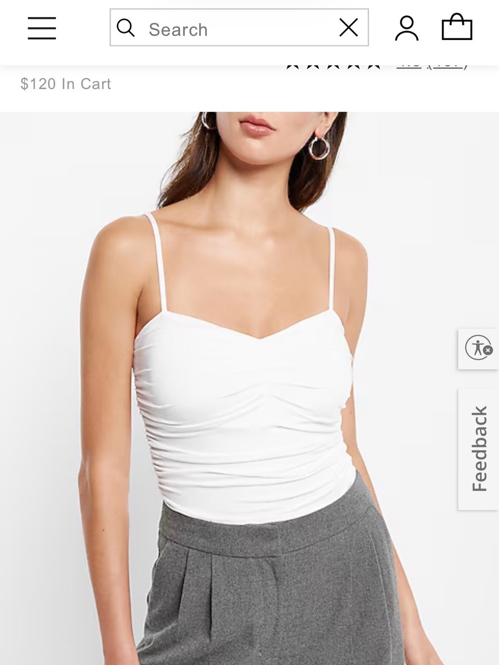 Express White Ruched Cami Bodysuit